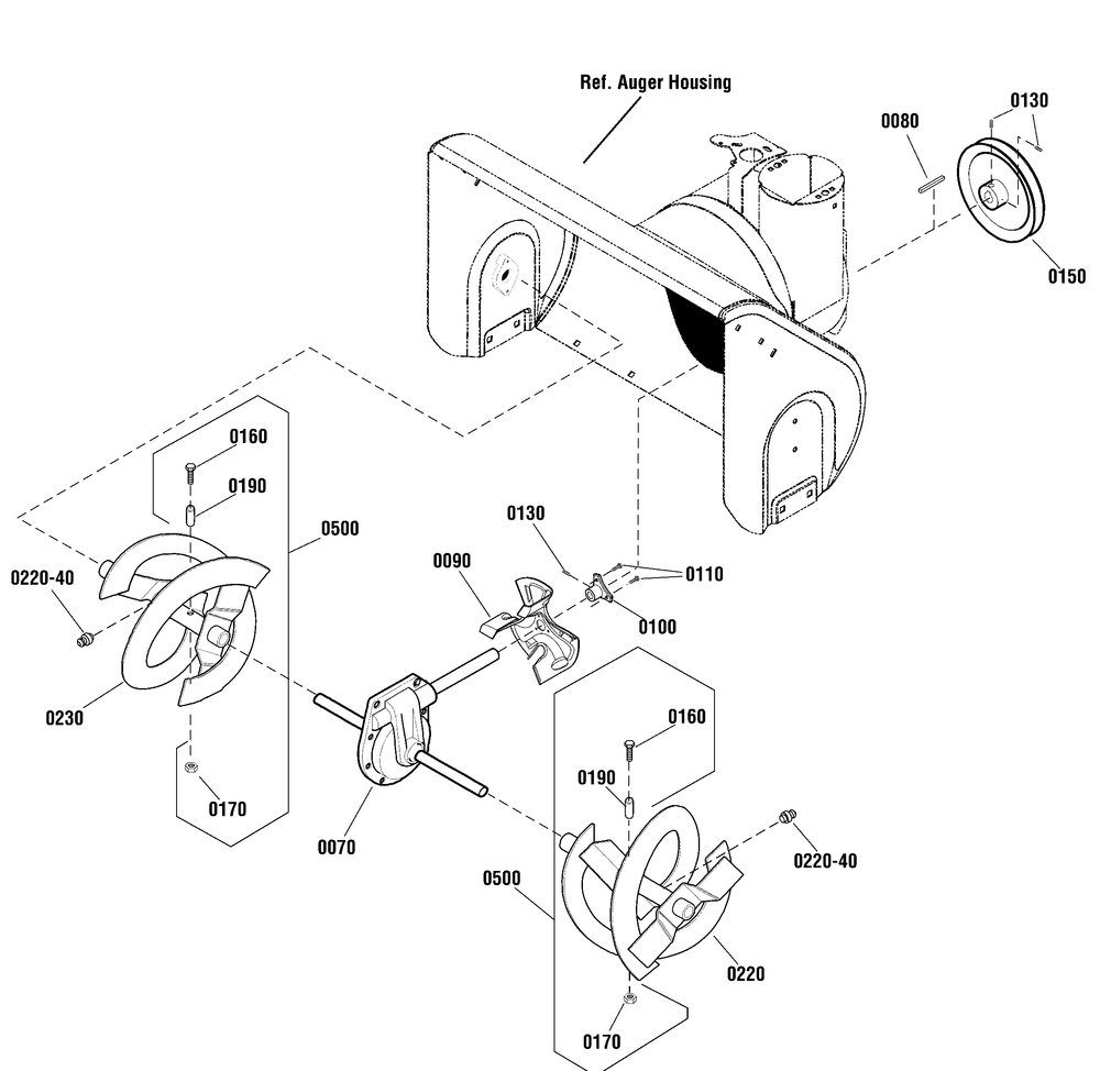 Auger Drive Group Diagram and Parts List for 1696571-00-PAS10529ESS 2015 Briggs and Stratton Snow Blower